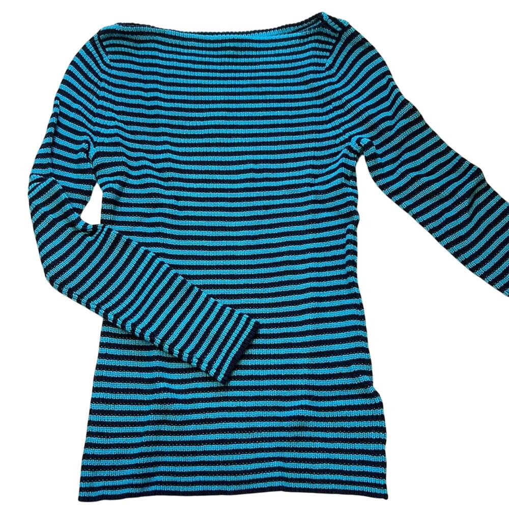 Ralph Lauren Blue & Navy Striped Knit Sweater, Size Medium, NWOT!